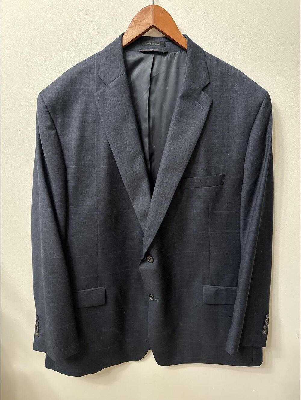 Lauren Ralph Lauren 52R Navy Windowpane 100% Wool Blazer Sport Coat